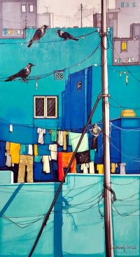 Salman Farooqi, 42 x 78 Inch, Acrylic on Canvas, Cityscape Painting, AC-SF-561
